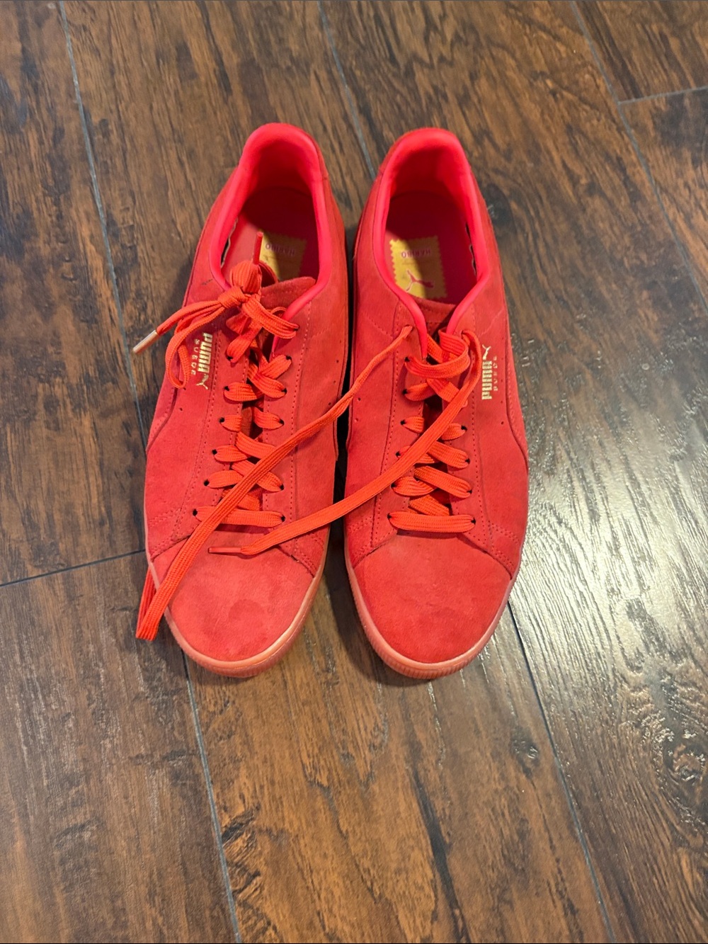 Puma Bright Haribo Red Suede Low-Top Sneakers
